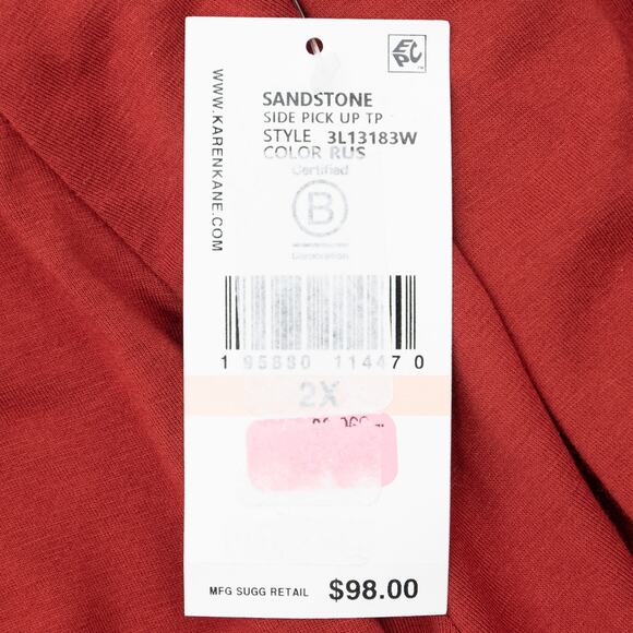 Karen Kane Rust Long Sleeve Plus Size Side Pick Up Top Size 3X - Picture 6 of 12